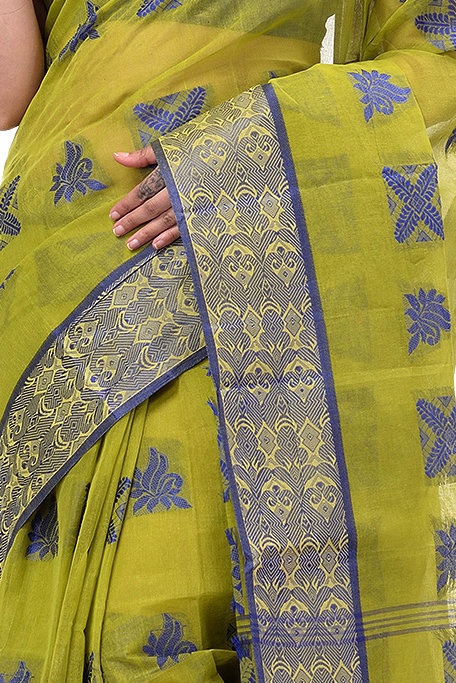 Green Pure Cotton Suparna Buti Tant Saree (756)